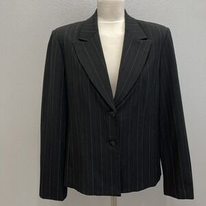 Rafaella Blazer Size 14 Black Green Off-White Pin Stripes Lined